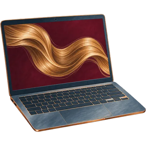 Laptop open like a magazine spread